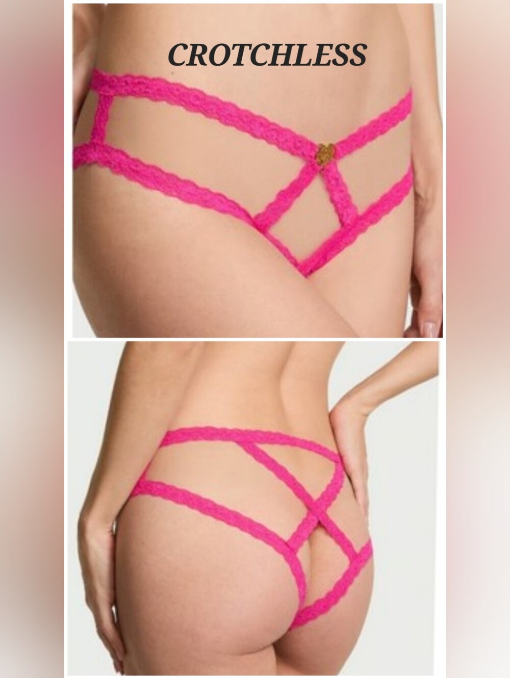 Victoria's secret Very Sexy Rose Hardware Lace Strappy Crotchless Cheeky Panty